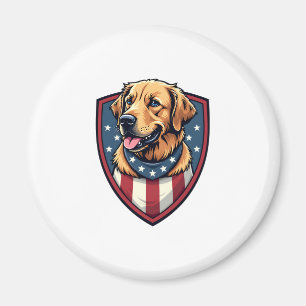 Patriotic Dog Dad Golden Retriever Engraving Shirt Magnet