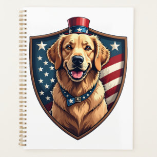 Patriotic Dog Dad Golden Retriever Engraving Shirt Planner
