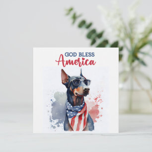Patriotic Dog- Doberman 4th of July Card