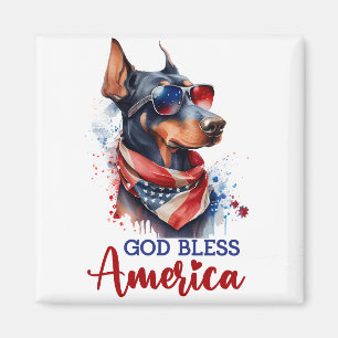 Patriotic Dog- Doberman Magnet