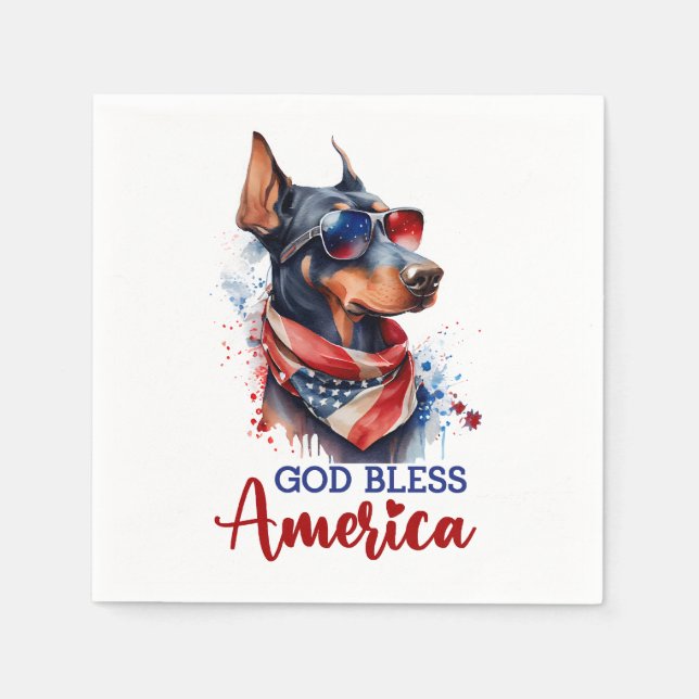 Patriotic Dog- Doberman Napkin (Front)