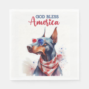Patriotic Dog- Doberman Napkin