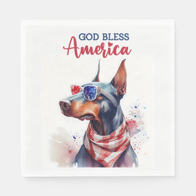 Patriotic Dog- Doberman Napkin (Front)