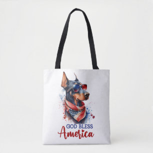 Patriotic Dog- Doberman Tote Bag