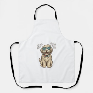 Patriotic Dog Fireworks Vintage Shirt Design (2)_1 Apron