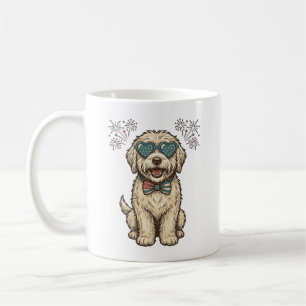 Patriotic Dog Fireworks Vintage Shirt Design (2)_1 Coffee Mug