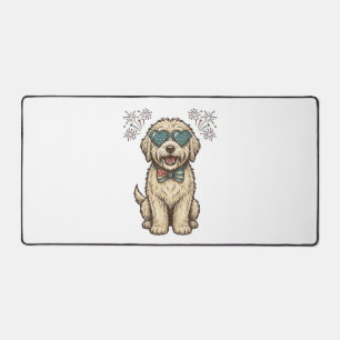 Patriotic Dog Fireworks Vintage Shirt Design (2)_1 Desk Mat