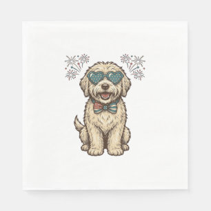 Patriotic Dog Fireworks Vintage Shirt Design (2)_1 Napkin