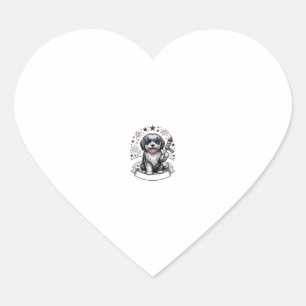 Patriotic Dog Fireworks Vintage Vector Shirt_1 Heart Sticker
