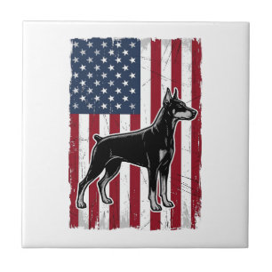 Patriotic Dog Flag Vintage Vector Shirt Design_1 Ceramic Tile
