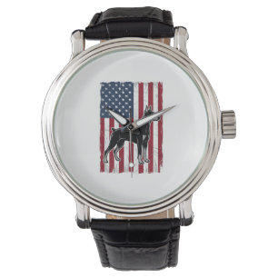 Patriotic Dog Flag Vintage Vector Shirt Design_1 Watch