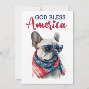 Patriotic Dog-French Bulldog 4th Of July Card