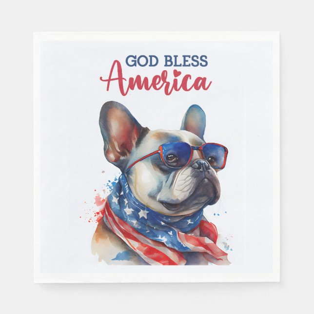 Patriotic Dog- French Bulldog Napkin (Front)