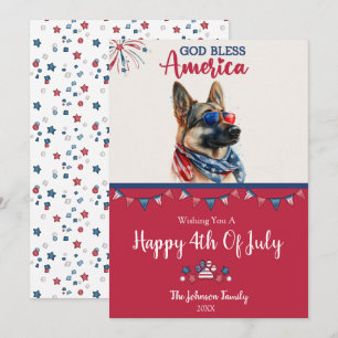 Patriotic Dog- German Shepherd 4th Of July Card