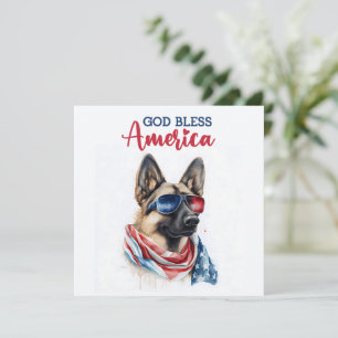 Patriotic Dog-German Shepherd 4th of July Card