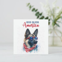 Patriotic Dog-German Shepherd 4th of July Card