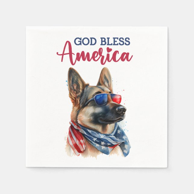 Patriotic Dog-German Shepherd Napkin (Front)