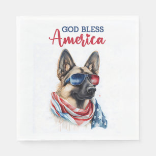 Patriotic Dog-German Shepherd Napkin