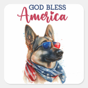 Patriotic Dog-German Shepherd Square Sticker