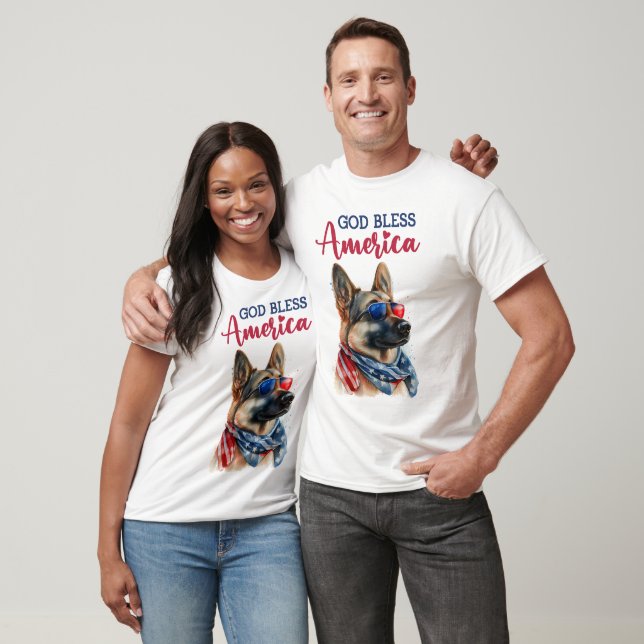 Patriotic Dog-German Shepherd T-Shirt (Unisex)