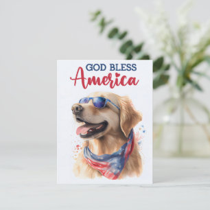 Patriotic Dog- Golden Retriever 4th of July Card