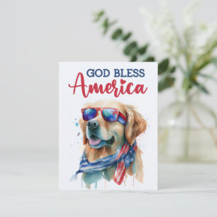 Patriotic Dog- Golden Retriever 4th of July Card