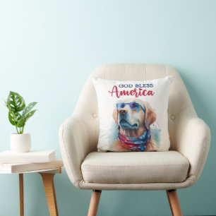 Patriotic Dog-Golden Retriever Cushion