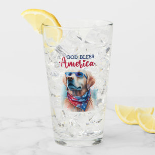 Patriotic Dog-Golden Retriever Glass