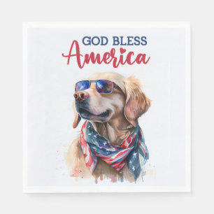 Patriotic Dog-Golden Retriever Napkin