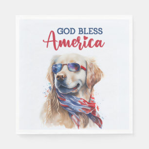 Patriotic Dog-Golden Retriever Napkin