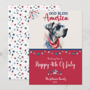 Patriotic Dog- Great Dane 4th of July Card