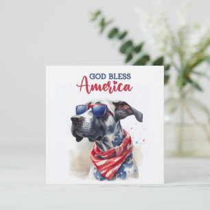 Patriotic Dog-Great Dane 4th of July Card