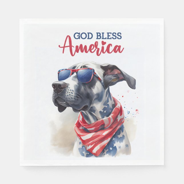 Patriotic Dog-Great Dane Napkin (Front)