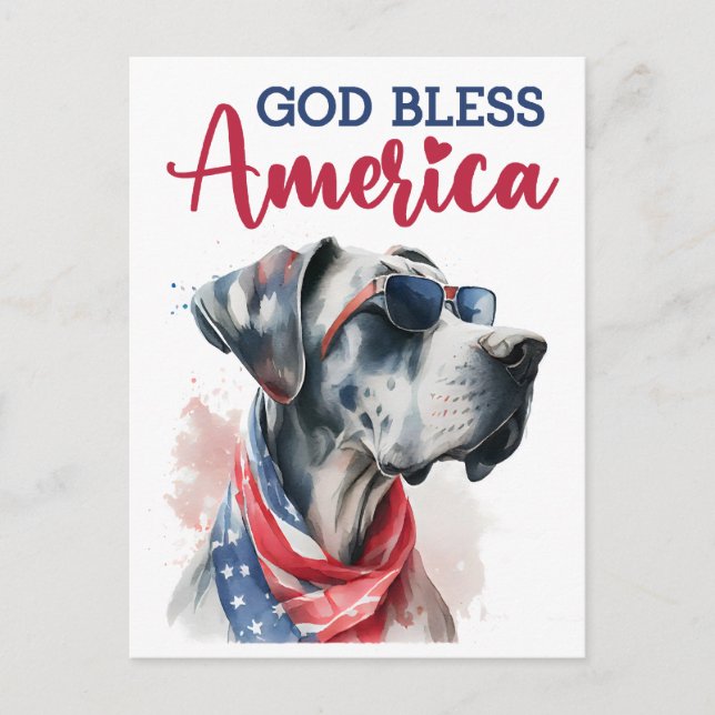 Patriotic Dog-Great Dane Postcard (Front)