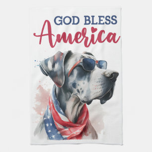 Patriotic Dog-Great Dane Tea Towel