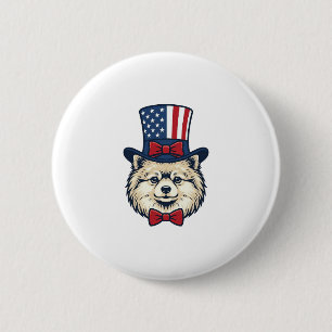 Patriotic Dog Head Vintage Engraving Vector Design 6 Cm Round Badge