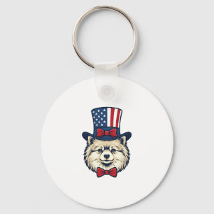 Patriotic Dog Head Vintage Engraving Vector Design Key Ring