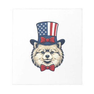 Patriotic Dog Head Vintage Engraving Vector Design Notepad