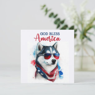Patriotic Dog-Husky 4th of July Card