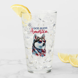 Patriotic Dog-Husky Glass