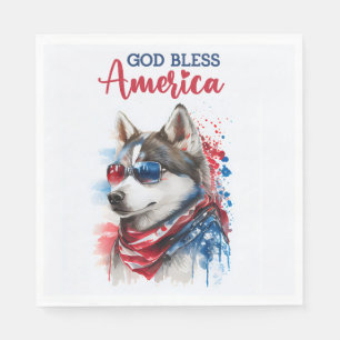 Patriotic Dog-Husky Napkin