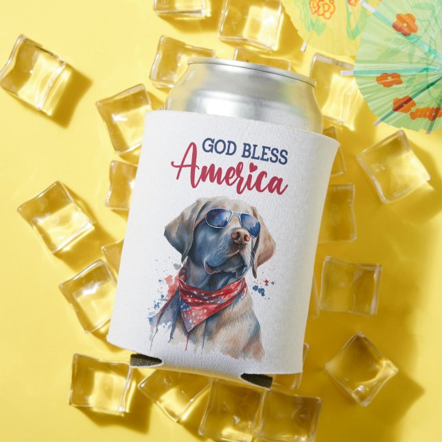 Patriotic Dog-Lab Can Cooler (In Situ Summer)
