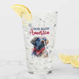 Patriotic Dog-Lab Glass
