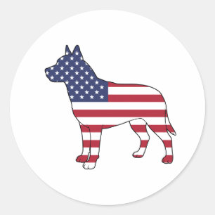 Patriotic Dog Lover USA Flag Design 4th of July Classic Round Sticker