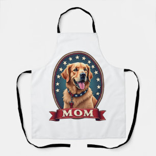 Patriotic Dog Mom Golden Retriever Vintage Tee 4 Apron