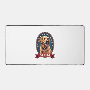 Patriotic Dog Mom Golden Retriever Vintage Tee 4 Desk Mat