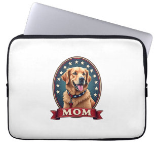 Patriotic Dog Mom Golden Retriever Vintage Tee 4 Laptop Sleeve