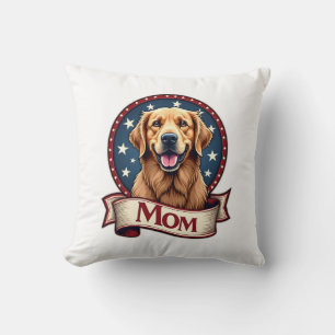 Patriotic Dog Mom Golden Retriever Vintage Tee Cushion