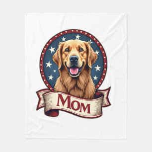 Patriotic Dog Mom Golden Retriever Vintage Tee Fleece Blanket