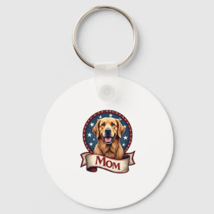 Patriotic Dog Mom Golden Retriever Vintage Tee Key Ring